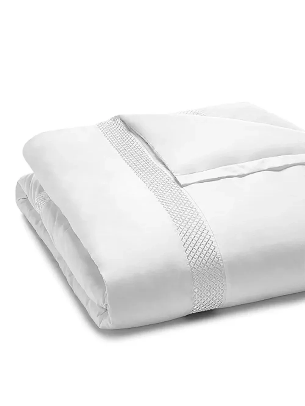 Hudson Park Collection 500TC Embroidered Geo Duvet Cover Twin Pima Cotton $340